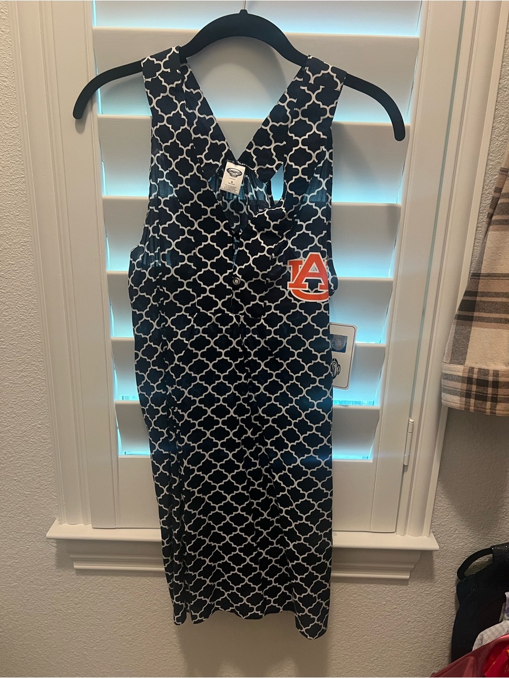 Navy Geometric Sleeveless Dress with Auburn Logo